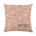 Pink Easter cushion cover with polka dots and Happy Easter print for sofa decor - Happy Easter Polka Dot Style (JYM578-2)