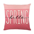 Funda de cojín rosa degradado con texto 'hello SPRING' para decoración de sofás - Estilo Estampado Hello Spring (JYM574-2)