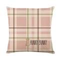 Easter plaid throw pillow cover featuring bunny silhouette and Hunny Bunny text - Hunny Bunny Plaid Style (JYM578-3)