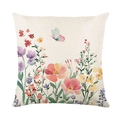 Kissenbezug mit Blumen- und Schmetterlingsmotiv aus Leinen für Sofa und Heimdeko - Aquarell Blume Schmetterling Stil 1 (JYM573-1)