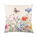 Deko-Kissenbezug mit Blumen und Schmetterlingen aus Leinen für Sofa-Dekoration - Aquarell Blume Schmetterling Stil 2 (JYM573-2)