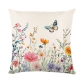 Quadratischer Kissenbezug mit Blumen- und Vogelserie sowie Aquarell-Schmetterlingsdruck - Aquarell Blume Schmetterling Stil 3 (JYM573-3)