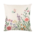 Deko-Kissenbezug aus Leinen mit Aquarell-Blumen und Schmetterlingen für das Sofa - Aquarell Blume Schmetterling Stil 4 (JYM573-4)
