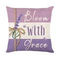 Housse de coussin lavande carrée avec texte Bloom with Grace et motif de noeud - Style Bloom With Grace (JYM579-2) / Carré Standard