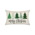 Kerst lendenkussenhoes met vijf kerstbomen en Merry Christmas tekstbedrukking - Kerstbomenpatroon (JYZ009-1)