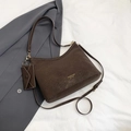 Bolso tote retro de cuero marrón oscuro con monedero pequeño a juego y letras doradas - Marrón