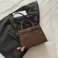 Sac fourre-tout moto vintage marron foncé avec boucles et bandoulière réglable - Marron