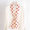 White silk-touch long sleeve shirt with a red polka dot skinny scarf accessory - Cream Red Dots