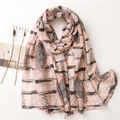 Écharpe chic à motif de feuilles pour femmes avec texture géométrique rose et grise - Rose (SL2007-029)
