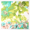 Detail van artistieke roze en groene bloemenprint op zachte katoenen linnen sjaal - Abstract Bloemenpatroon Groen Roze (SL2004-064) / 98x99cm