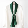 Écharpe en satin vert foncé sur chemise blanche, cravate minimaliste de style français - 14x145cm / Vert Foncé