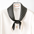 Elegant black and white striped silk scarf with diagonal patterns for office wear - 70cmx70cm / Black