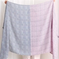 Scialle bicolore in cotone e lino con motivo pied de poule e design blu e viola giuntato - 180*90CM / Viola Taro