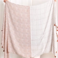 Scialle da donna in cotone e lino con motivo pied-de-poule marrone e nappe fini - 180*90CM / Arancione