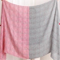 Detailed texture of red and grey houndstooth pattern on cotton linen shawl scarf - 180*90CM / Red