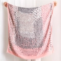 Sciarpa artistica in cotone e lino da donna con macchie di colore rosa e grigio astratte - Rosa (SL1908-030)