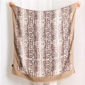 Large snake print shawl scarf in brown and khaki with delicate fringe edges - Khaki (SL1908-034)