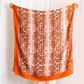 Orange and white snakeskin print scarf with fringed edges and lightweight texture - Orange (SL1908-034)