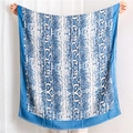 Large blue and white snake print silk scarf held open to show full texture and pattern - Blue (SL1908-034)