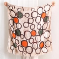 Écharpe artistique en coton et lin avec motifs géométriques verts et oranges - Pois Artistiques Contraste Orange Vert