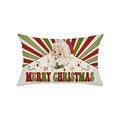 Vintage Kerstmis lumbale kussensloop met kerstman print en rode groene strepen patroon - Vintage Kerstman (JYZ009-3)