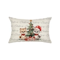 Kerst lendenkussenhoes met puppy's en kerstboomprint op linnenachtige textuur - Kerstboom Puppy's (JYZ009-4)