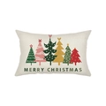 Christmas lumbar pillowcase with colorful tree prints and Merry Christmas text - Painted Christmas Trees (JYZ009-5)