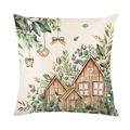 Botanical print throw pillow cover with cottage and birds for sofa home decor - Gather Home Cabin Style (JYM577-1)