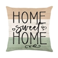 Three-color patchwork pillow cover with 'Home Sweet Home' print on a white background - Home Sweet Home Lettering (JYM577-2)