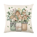 Floral pillow case with watercolor botanical prints and cozy home decor lettering - Vintage Vases and Cabin (JYM577-4)