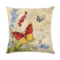 Funda de cojín vintage con flores y pájaros para decoración de sofá de salón y cuarto - Floral Vintage con Mariposa y Pájaro (JYM572-3)