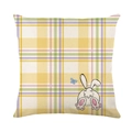 Housse de coussin de Pâques à carreaux jaunes avec motif lapin pour décoration de maison - Style Dos de Lapin et Plaid Coloré (JYM584-3)