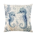 Decoratieve kussenhoes met zeepaardje oceaanprint voor bank en woninginrichting - Kussende Zeepaardjes Stijl (JYM585-1)