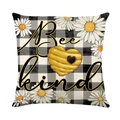 Bee kind buffalo plaid pillow cover with daisy and honeycomb print for home decor - Bee Kind Plaid Style(JYM589-2)