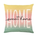 Bunter Kissenbezug mit Farbverlauf und HOME sweet home Aufdruck für Sofadeko - 45x45CM (Ohne Kern) / Regenbogenverlauf Home Stil (JYM587-3)