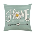 Daisy home sweet home printed pillow case in sage green with woven texture - Home Sweet Home Quote Style (JYM586-3)