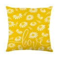 Funda de cojín amarillo con margaritas blancas y texto love para sofá y decoración - Estilo Margarita de Amor (JYM588-2)