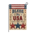 Bandera de jardín del Día de la Independencia con BLESS The USA sobre madera - Estilo Bless The USA Veta de Madera (HYQ055-1)