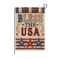 Bandera de jardín patriótica USA con texto Bless the USA y textura de lino rústico - Estilo Bless The USA Estrella Retro (HYQ055-3)