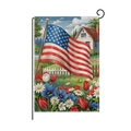 Drapeau de jardin USA avec drapeau américain et fleurs de printemps pour décor extérieur - Style Maison Tulipes Drapeau (HYQ056-1)