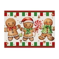 Linen placemat with cute gingerbread man print and festive red and green borders - 32*21cm (Cotton Linen Material) / CD109-1