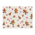 Christmas gingerbread man and candy cane printed linen placemat on creamy white fabric - 32*21cm (Cotton Linen Material) / CD109-2