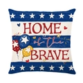 American patriotic square pillowcase with Home of the Brave print and star decorations - Home Of The Brave Text And Holiday Elements (JYM590-3) / 45x45 Square (No Insert)