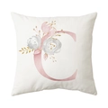 Witte kussensloop met roze bloemenletter C print voor elegante bankdecoratie - Stijl C