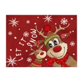 Christmas cotton linen placemat with reindeer design and Let It Snow text - CD109-6