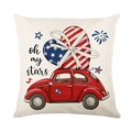 Unabhängigkeitstag Kissenbezug mit rotem Oldtimer und patriotischem Sternenherz-Druck - Roter Oldtimer und oh my stars Stil (JYM592-3) / Quadratisch