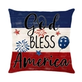 Federa in poliestere per Independence Day con testo God Bless America e stelle e strisce - 45*45cm (Inserto non incluso) / Stile God Bless America (JYM591-2)