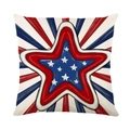 Fodera per cuscino Giorno Indipendenza con stella bandiera USA e motivi di fuochi d'artificio - 45*45cm (Inserto non incluso) / Stile Grande Stella a Strisce e Stelle (JYM591-4)