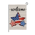 Welcome garden flag with vintage American flag star pattern and black metal bracket - Three Stars Welcome Style (HYQ061-1) / 30x45cm