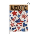 Welcome American Independence Day garden flag with stars and hearts on a metal stand - Stars and Hearts Welcome Style (HYQ061-2) / 30x45cm